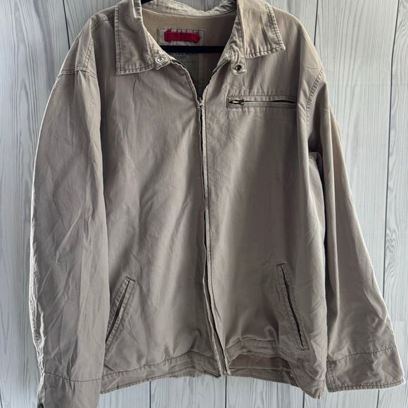 Vintage Y2K Old Navy Canvas Military Surplus Gear Jacket Tan Khaki Zip Mens XXL - Picture 1 of 12